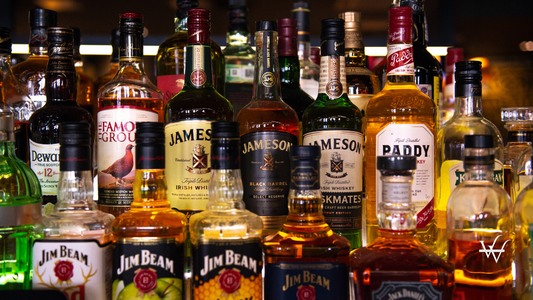 Close-Up Shot of Bottles of Alcoholic Beverages