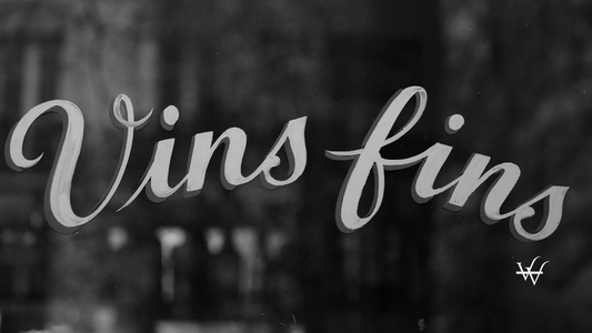 Elegant Cafe Window with Fine Wines Sign in Paris