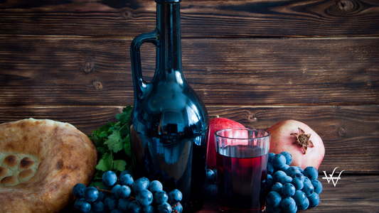 Georgian wine with grapes