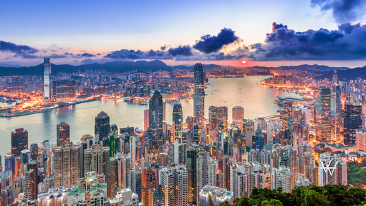 Hong Kong city view from peak at Sunrise