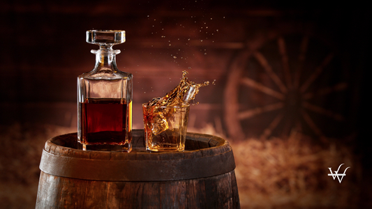 Still Life Whisky Shot Background with Copy Space