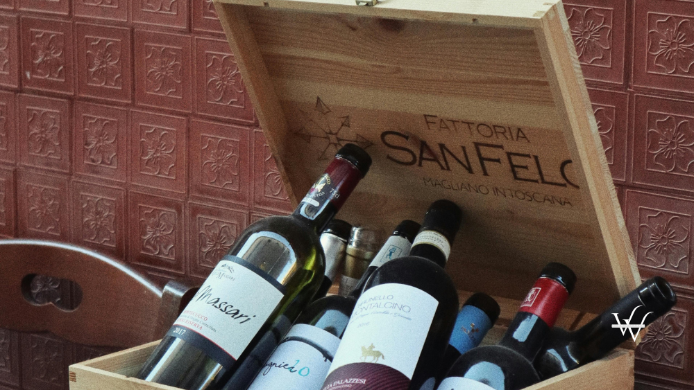 Bottles of Wine in Wooden Chest
