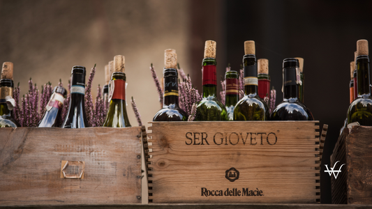 Bottles of wine in boxes