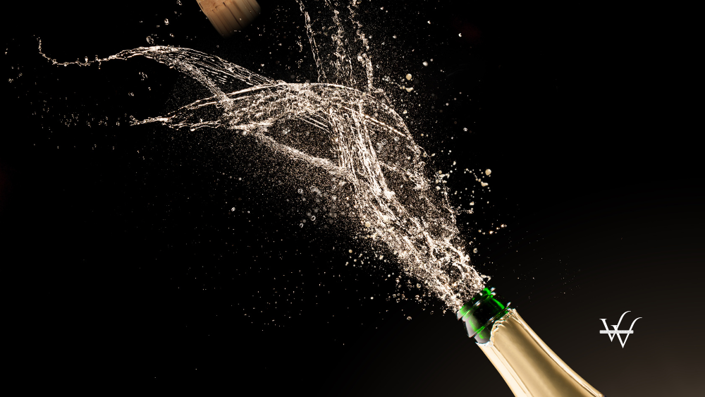 Champagne Bottle with Splash