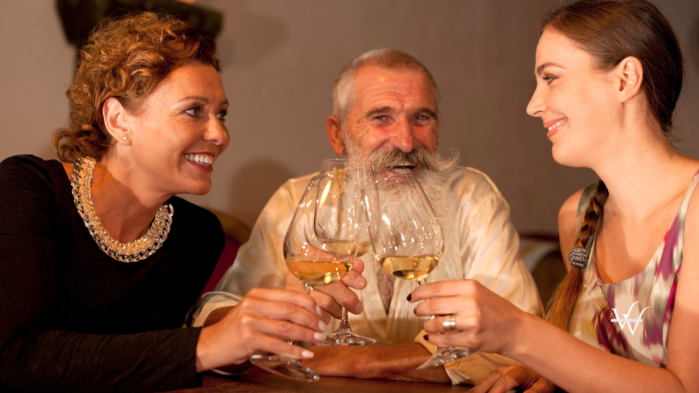 Friends in Wine Cellar