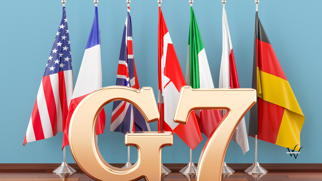 G7 Countries Flags Meeting Concept 3D Rendering