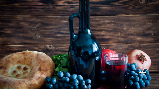 Georgian wine with grapes