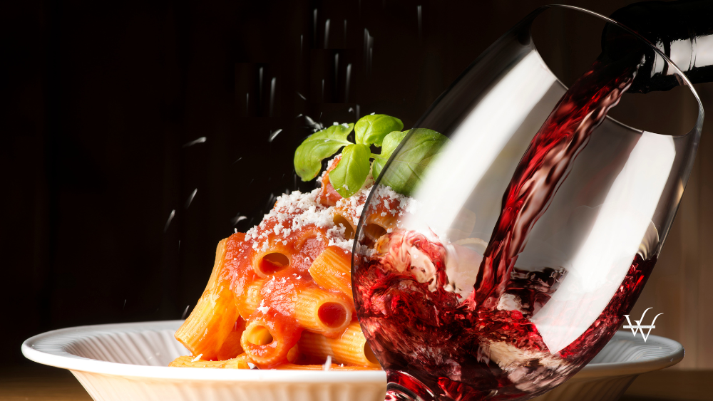 Italian food and red wine