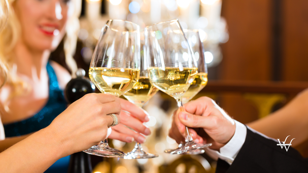 Man and Woman Tasting Champagne in Restaurant