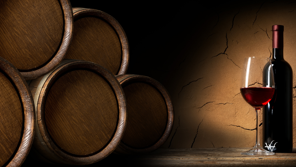 Merlot Wine Bottle Glass Barrels