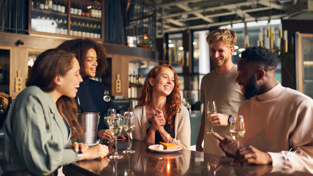 USA Celebrating birthday in a wine bar