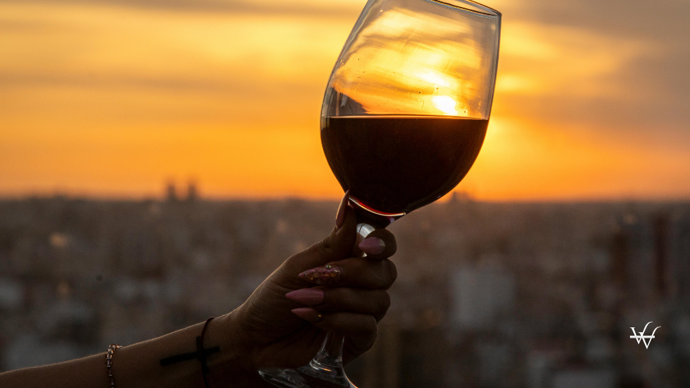 Wine Glass Toast at Buenos Aires Sunset