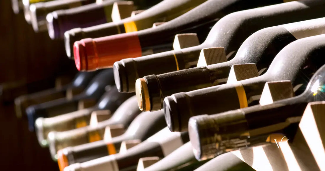 wine bottles on rack