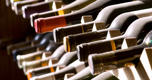 wine bottles on rack